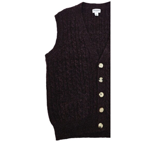 Spier & Mackay Sweater Vest Mens 2XL Burgundy Wool Cable V Neck Button Front - Picture 4 of 12